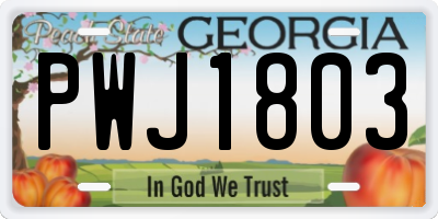 GA license plate PWJ1803