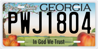 GA license plate PWJ1804