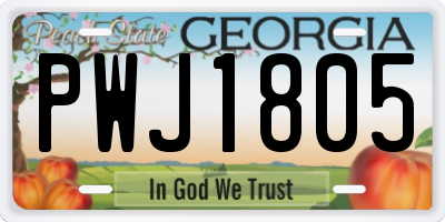 GA license plate PWJ1805