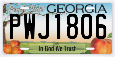 GA license plate PWJ1806