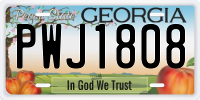 GA license plate PWJ1808