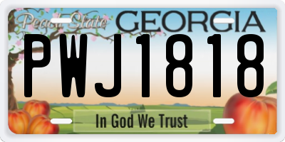 GA license plate PWJ1818