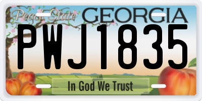 GA license plate PWJ1835
