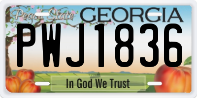 GA license plate PWJ1836