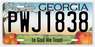 GA license plate PWJ1838
