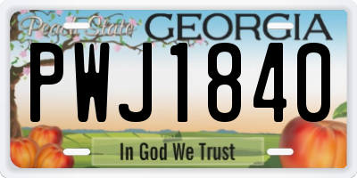 GA license plate PWJ1840