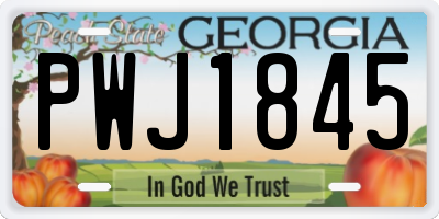 GA license plate PWJ1845