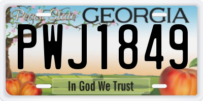 GA license plate PWJ1849