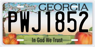 GA license plate PWJ1852