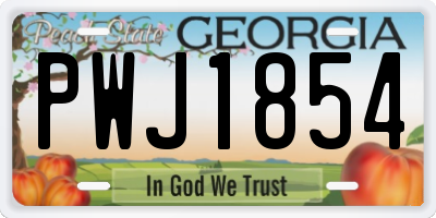GA license plate PWJ1854