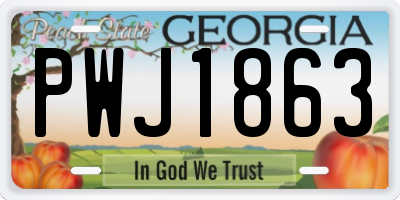 GA license plate PWJ1863