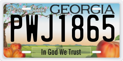 GA license plate PWJ1865