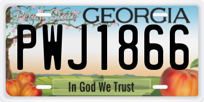 GA license plate PWJ1866