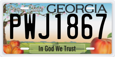 GA license plate PWJ1867