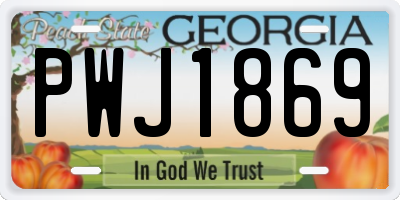 GA license plate PWJ1869