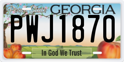 GA license plate PWJ1870