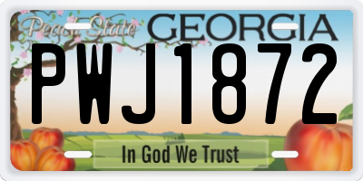 GA license plate PWJ1872