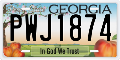 GA license plate PWJ1874
