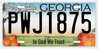 GA license plate PWJ1875