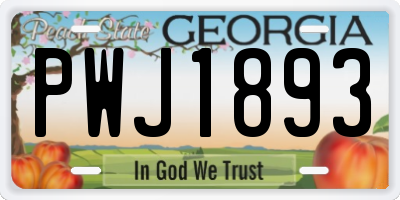 GA license plate PWJ1893