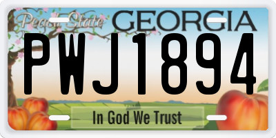 GA license plate PWJ1894