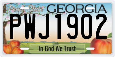 GA license plate PWJ1902