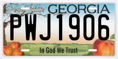 GA license plate PWJ1906