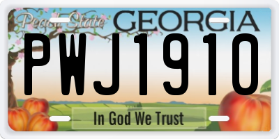 GA license plate PWJ1910