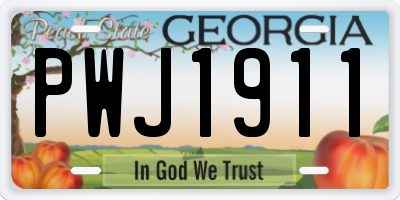 GA license plate PWJ1911