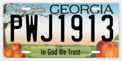 GA license plate PWJ1913