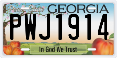 GA license plate PWJ1914