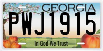 GA license plate PWJ1915