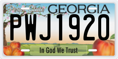 GA license plate PWJ1920