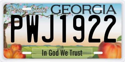 GA license plate PWJ1922