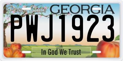GA license plate PWJ1923