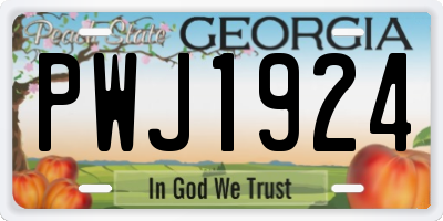 GA license plate PWJ1924
