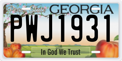 GA license plate PWJ1931