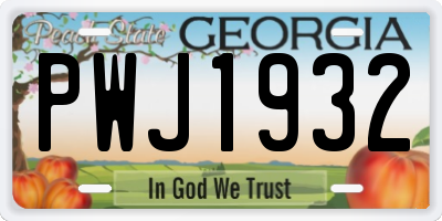 GA license plate PWJ1932
