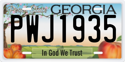 GA license plate PWJ1935