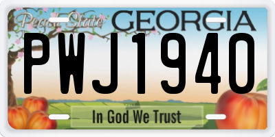 GA license plate PWJ1940