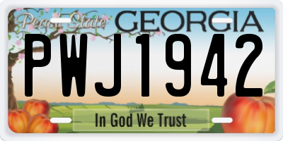 GA license plate PWJ1942