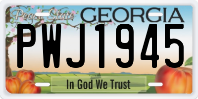 GA license plate PWJ1945