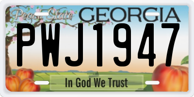 GA license plate PWJ1947