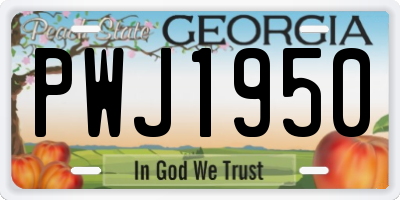 GA license plate PWJ1950