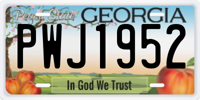 GA license plate PWJ1952