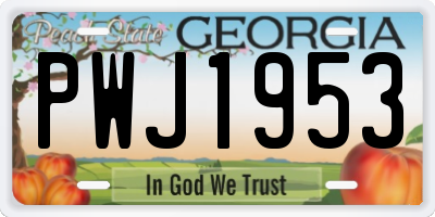 GA license plate PWJ1953