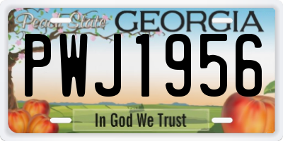 GA license plate PWJ1956