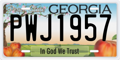 GA license plate PWJ1957