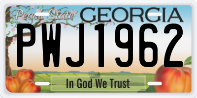 GA license plate PWJ1962