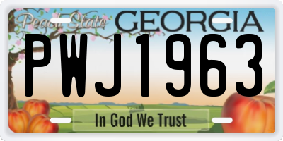 GA license plate PWJ1963